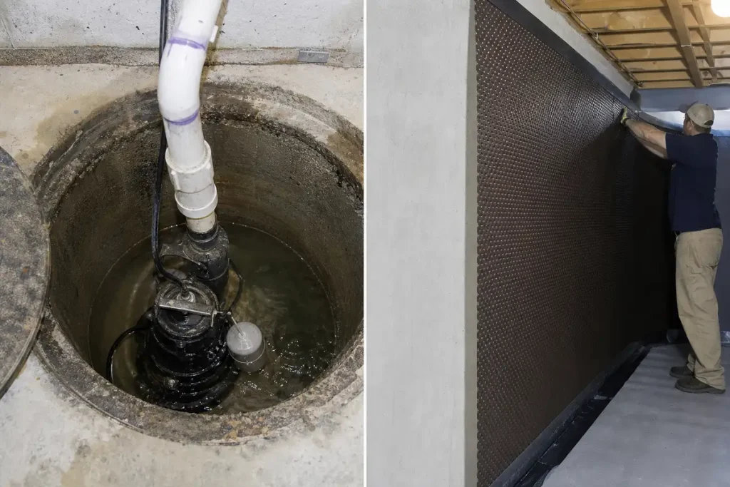 Sump pump vs waterproofing comparison for Louisville KY basements
